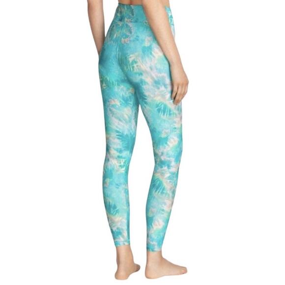 JOHNNY WAS x CALME Paddle Pants (Leggings) Aqua Keys Blue Tie Dye Gym Medium NWT - Picture 2 of 15